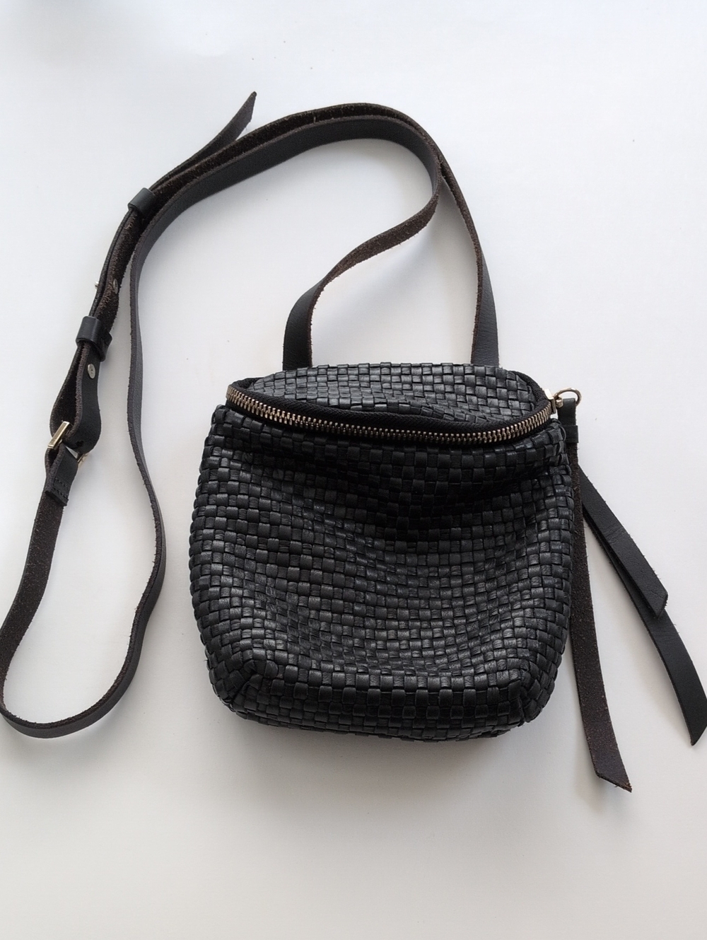 Cole Haan Black Woven Leather Crossbody Bag